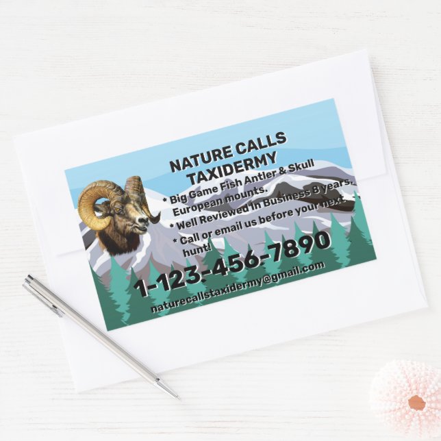 Customize Taxidermy Shop Business Promotional  Rectangular Sticker (Envelope)
