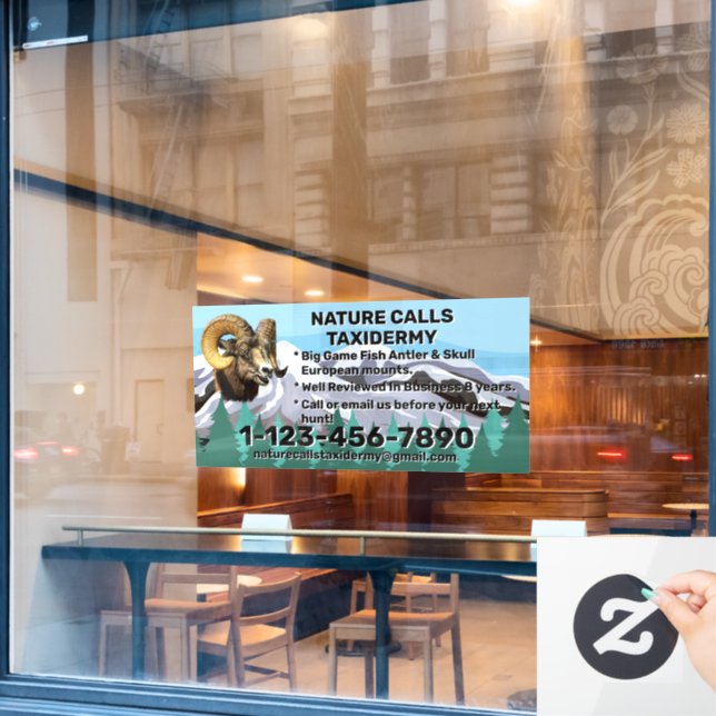 Customize Taxidermy Shop Business Promotional  Window Cling (Cafe Window)