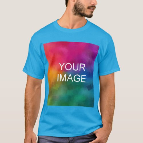 Customize Teal Blue Add Image Logo Template T_Shirt