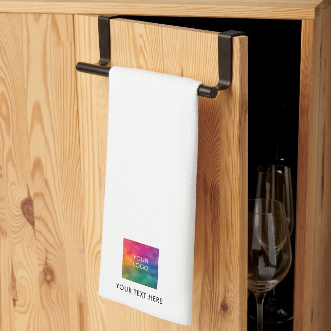 Customize Template Upload Your Business Logo Text Kitchen Towel (Thirds Fold)