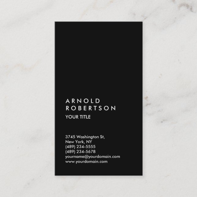 Customize Text Black Professional Business Card (Front)
