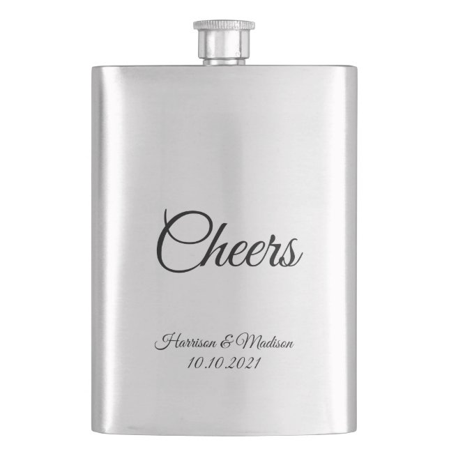 customize text Cheers Wedding gift favors Flask (Front)