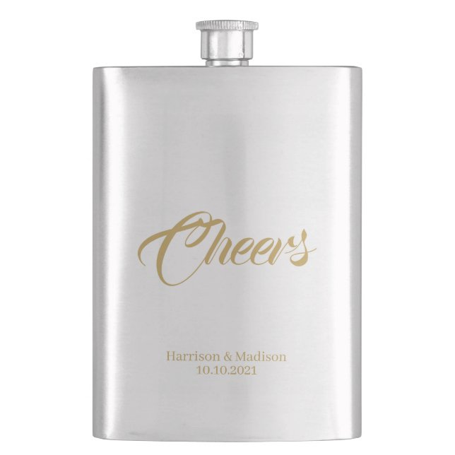 customize text Cheers Wedding gift favors Flask (Front)