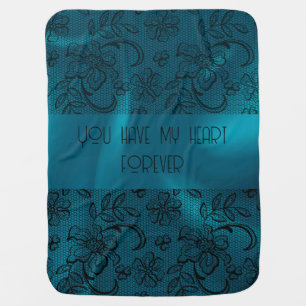 Customize Text Elegant Teal Baby Blanket