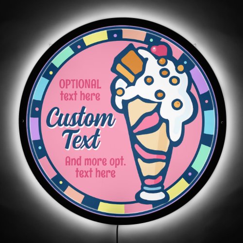 Customize Text Ice Cream Business Lighted Promo LED Sign