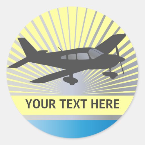 Customize Text _ Low Wing Airplane Classic Round Sticker
