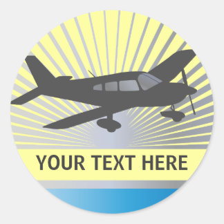 Customize Text - Low Wing Airplane Classic Round Sticker