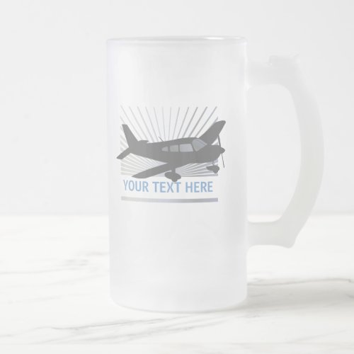 Customize Text _ Low Wing Airplane Frosted Glass Beer Mug