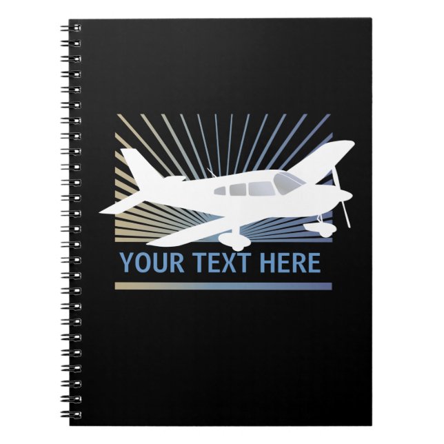 Customize Text - Low Wing Airplane Notebook (Front)