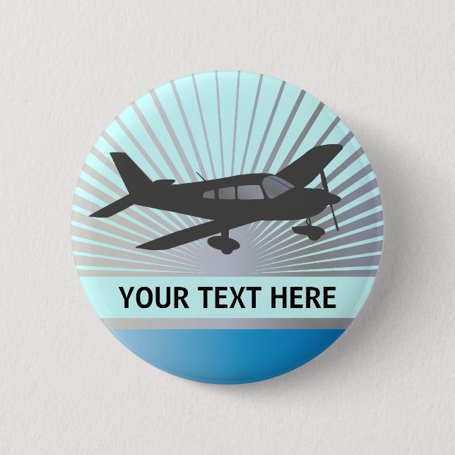 Customize Text - Low Wing Airplane Pinback Button (Front)