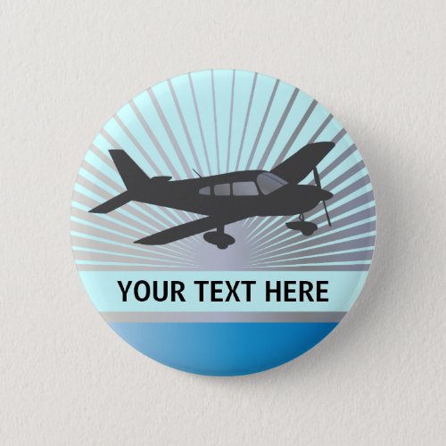 Customize Text _ Low Wing Airplane Pinback Button