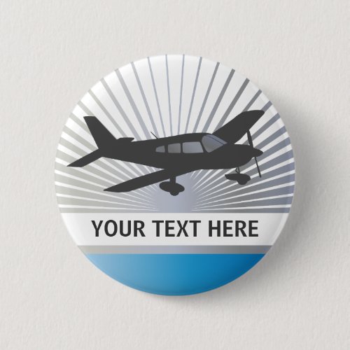 Customize Text _ Low Wing Airplane Pinback Button