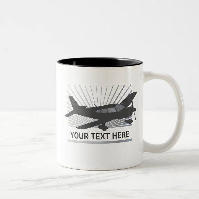 Customize Text - Low Wing Airplane Two-Tone Coffee Mug (Right)