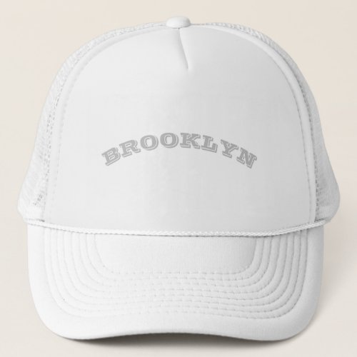 Customize text name grey curved letters white trucker hat