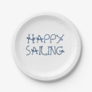Customize text nautical sailing rope knots party paper plates