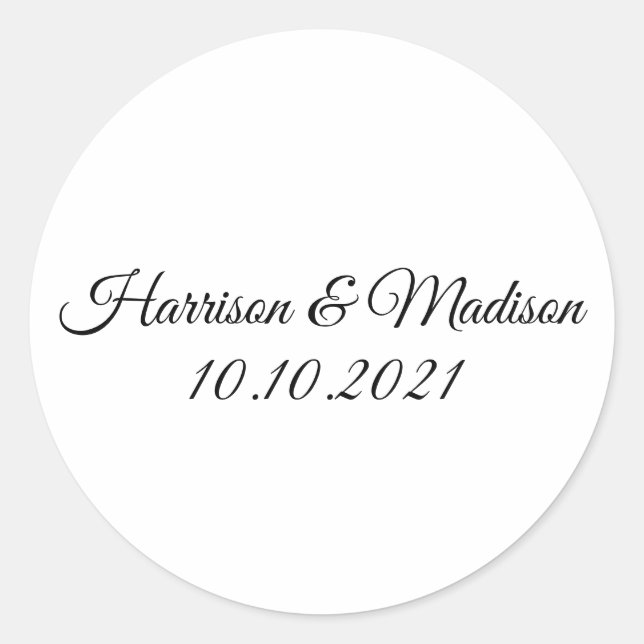 customize text Wedding gift favors Classic Round Sticker (Front)