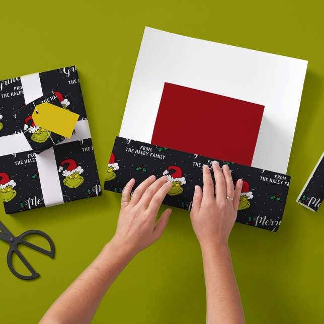 Customize Text with Family Name - Grinch Wrapping Paper (Creator Uploaded)