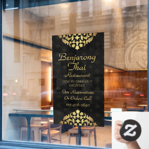 Customize Thai Restaurant Traditional Thai Art  Window Cling