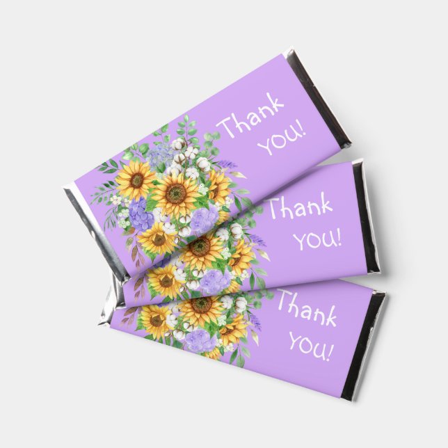 Customize Thank You Sunflowers  Hershey Bar Favors (Front)