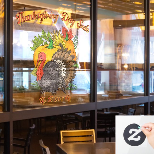 Customize Thanksgiving Day Sale Fall Harvest  Window Cling (Restaurant Window)
