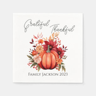 Customize Thanksgiving Rustic Red Pumpkin Napkins