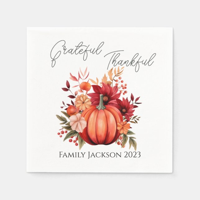 Customize Thanksgiving Rustic Red Pumpkin Napkins (Front)