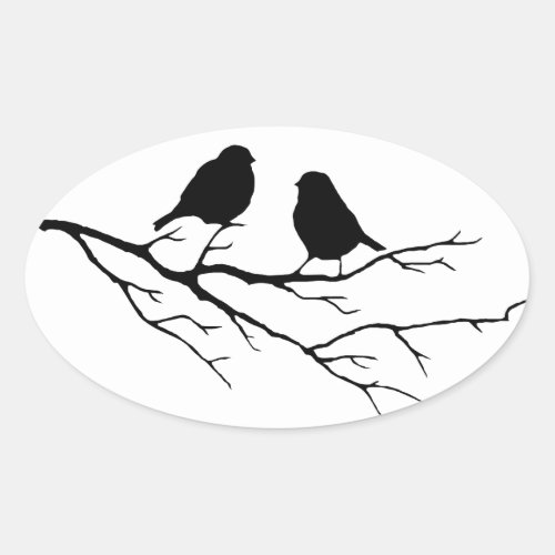 Customize the Color Two Birds in Tree Nature Oval Sticker