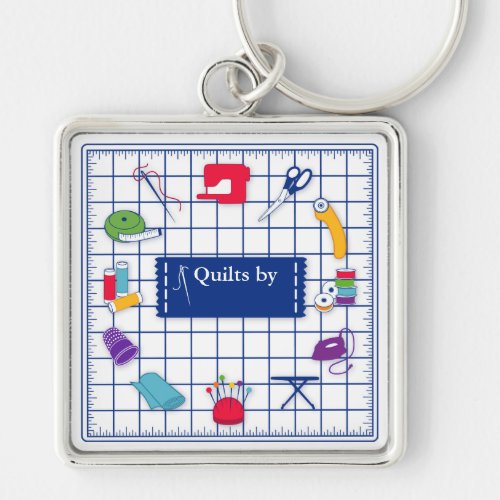 Customize the Label Quilt Time Keychain