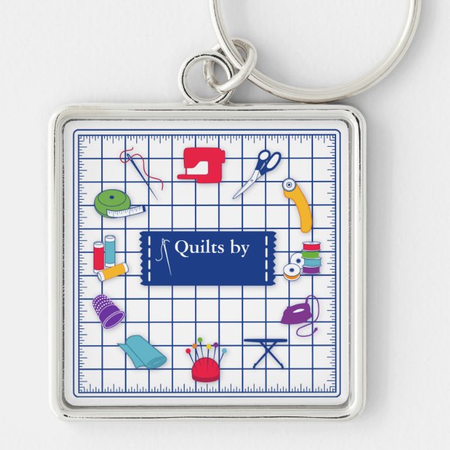 Customize the Label Quilt Time Keychain (Front)