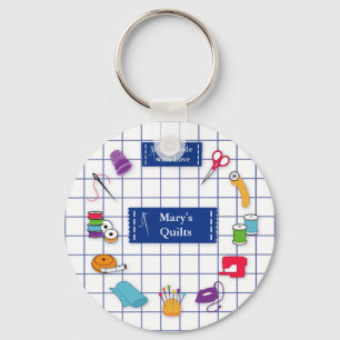 Customize the Label Quilt Time Keychain