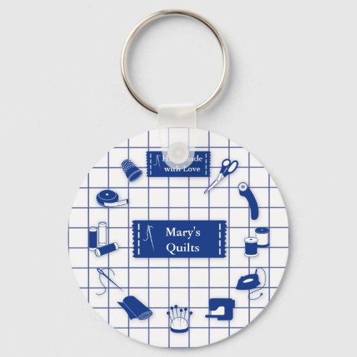 Customize the Label Quilt Time Keychain
