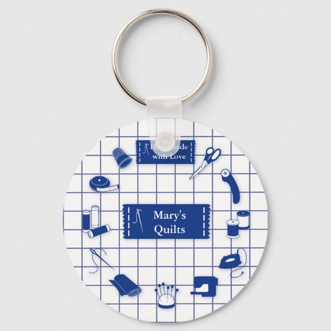 Customize the Label Quilt Time Keychain (Front)