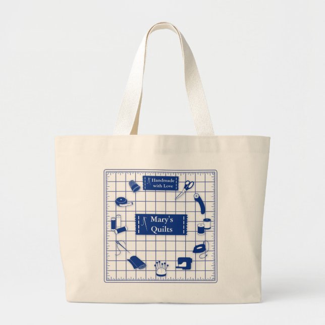 Customize the Label Quilt Time Large Tote Bag (Front)