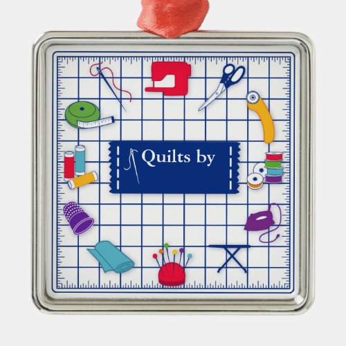 Customize the Label Quilt Time Metal Ornament