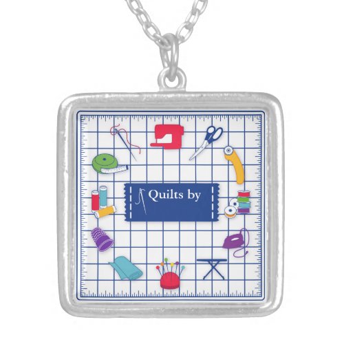Customize the Label Quilt Time Silver Plated Necklace