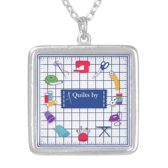 Customize the Label Quilt Time Silver Plated Necklace (Front)