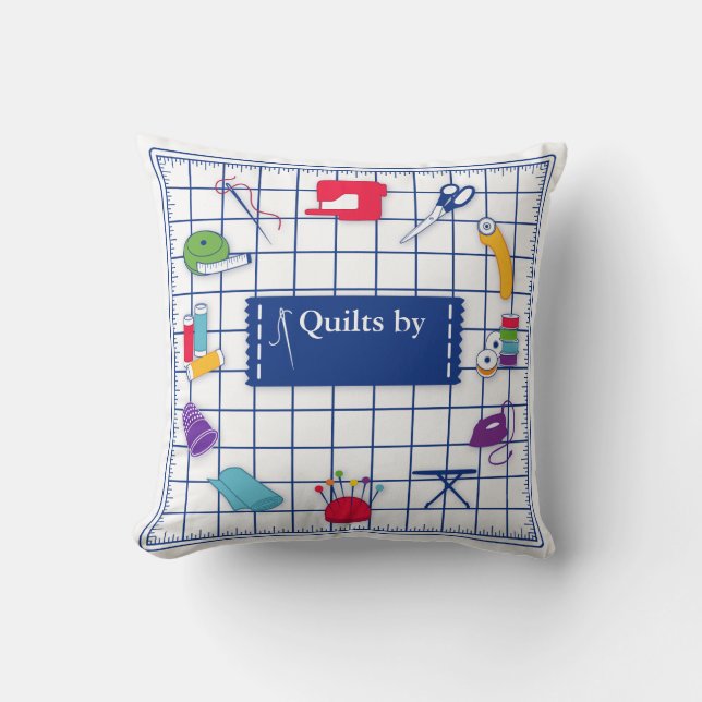 Customize the Label Quilt Time Throw Pillow (Front)