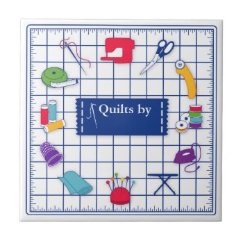 Customize The Label Quilt Time Tile by pomegranate_gallery at Zazzle