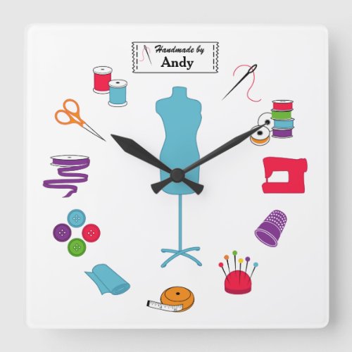 Customize the Label Sew Right Square Wall Clock