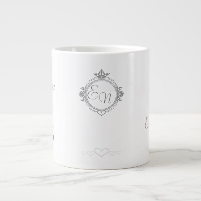 Customize the names, initials and phrase Love Coff Giant Coffee Mug (Front)