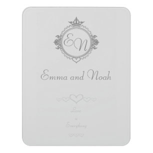 Customize the names, initials and phrase Love Door Sign