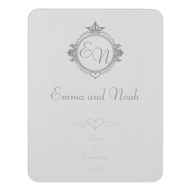 Customize the names, initials and phrase Love Door Sign (Contemporary Vert)