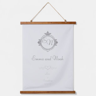 Customize the names, initials and phrase Love Hanging Tapestry
