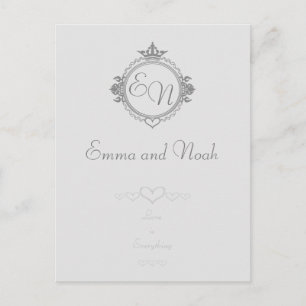 Customize the names, initials and phrase Love Post Announcement Postcard