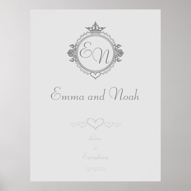 Customize the names, initials and phrase Love Poster (Front)