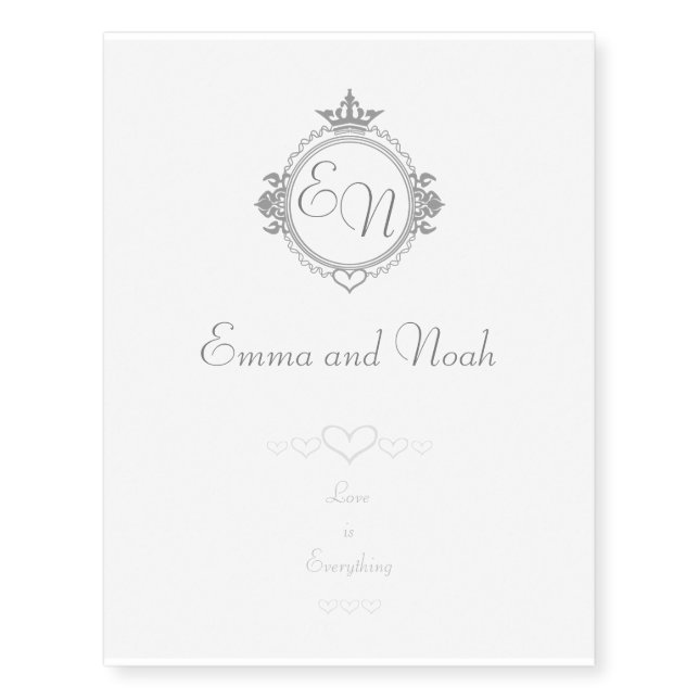Customize the names, initials and phrase Love Temporary Tattoos (Front)