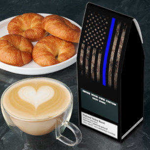 Customize Thin Blue Line Camo USA Flag Police Gift Roasted Coffee