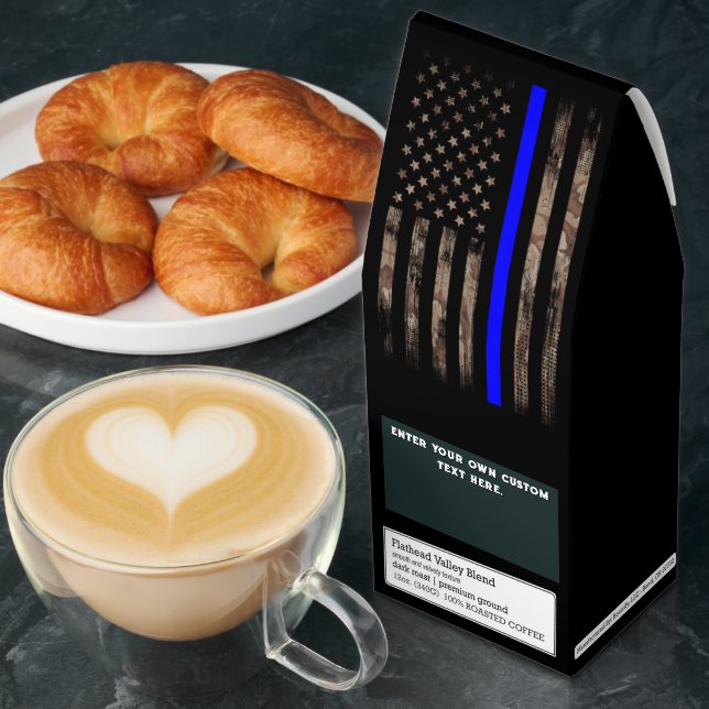 Customize Thin Blue Line Camo USA Flag Police Gift Roasted Coffee (Breakfast)