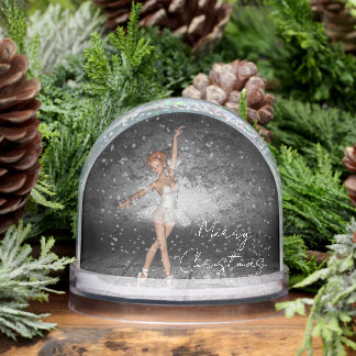 Customize This 3D Redhead Ballerina Snow Globe