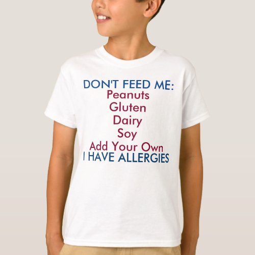 Customize this Allergy Shirt for Kids